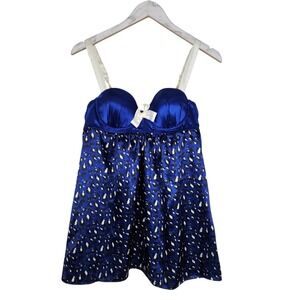 FLORA NIKROOZ Babydoll Chemise Womens Medium Leopard Satin Lingerie Sleepwear